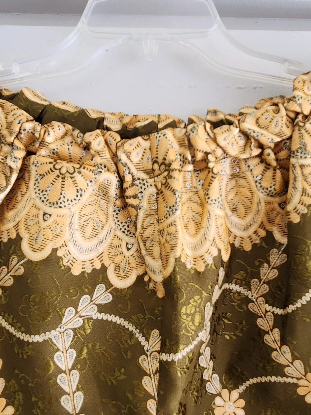 Olive Green and Peach Printed 3-pc Ladies Set